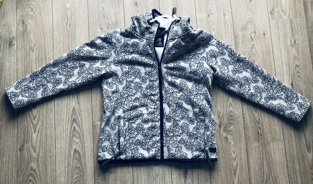 Jas / hoodie GRIJS/BLAUW met teddy-voering, Ophalen of Verzenden, Zo goed als nieuw, Maat 46/48 (XL) of groter, Grijs