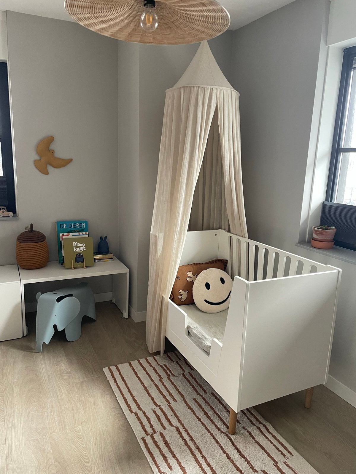 Done by Deer baby- en peuterbed wit 70x140 cm, Ophalen, 70 tot 85 cm, 140 tot 160 cm, Zo goed als nieuw