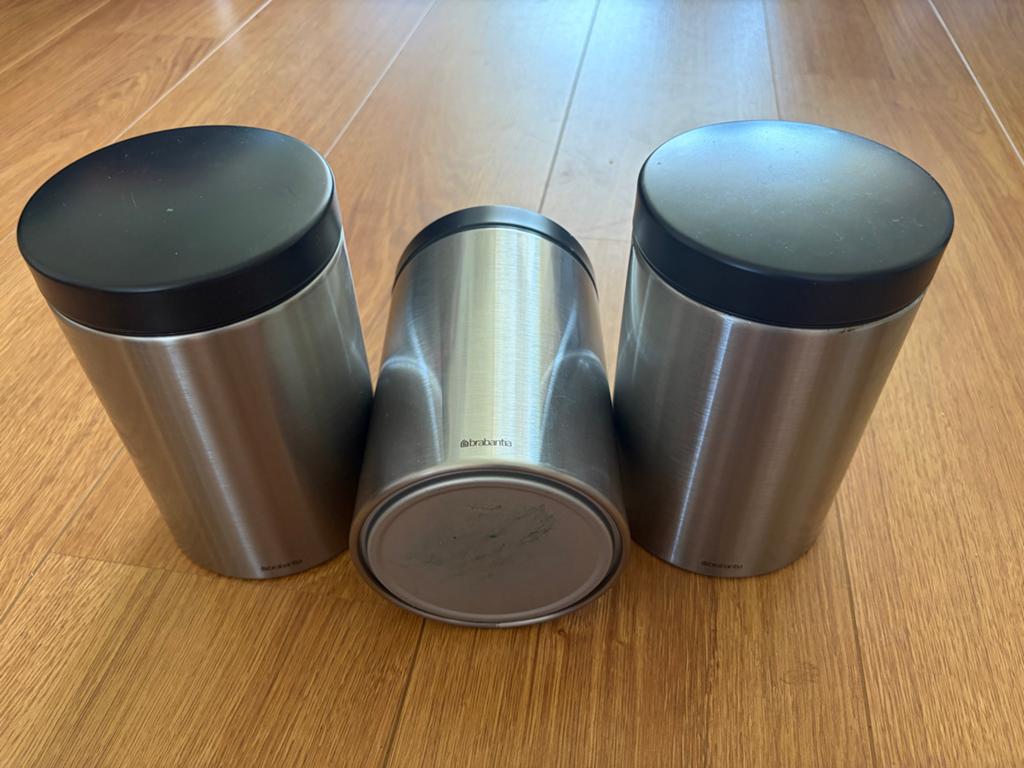 Brabantia Voorraadpotten - Set van 4, Zilver, Ophalen of Verzenden, Zo goed als nieuw, Voorraadpot