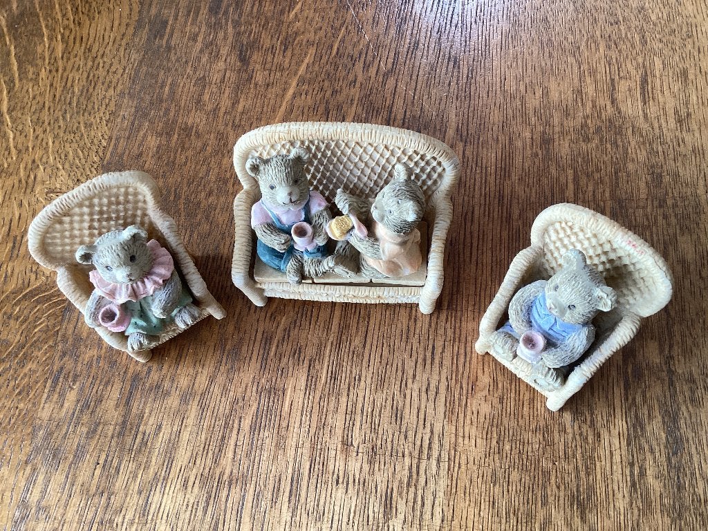 Set van 3 Beren Teddies beeldjes, Ophalen of Verzenden, Zo goed als nieuw, Dier