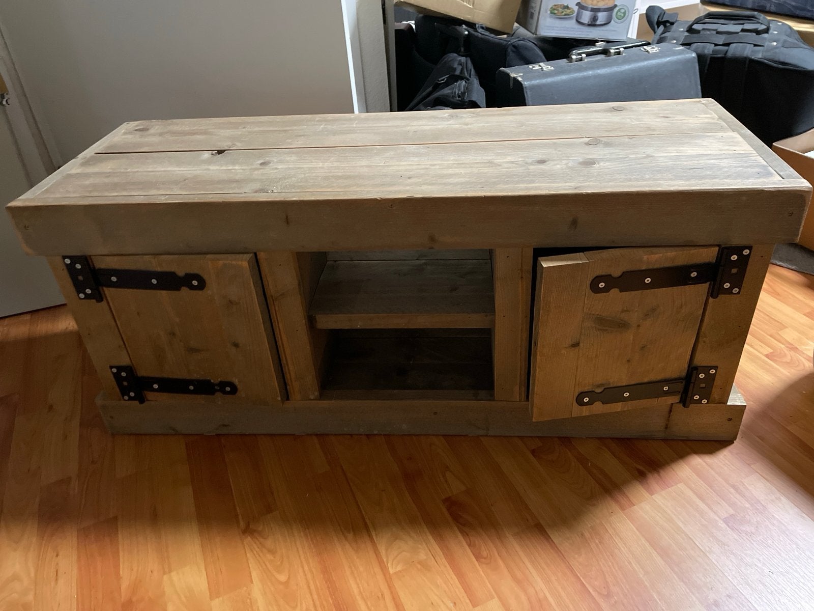 Mooi steigerhouten kastje / tv-meubel, Ophalen, Gebruikt, 100 tot 150 cm, Minder dan 100 cm