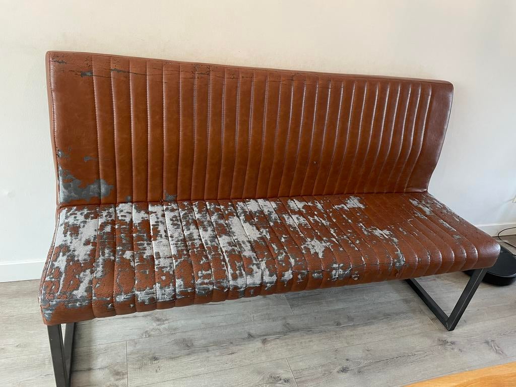 Eetkamerbank 160cm slechte staat bekleding, Huis en Inrichting, Banken | Sofa's en Chaises Longues, Ophalen, Overige materialen
