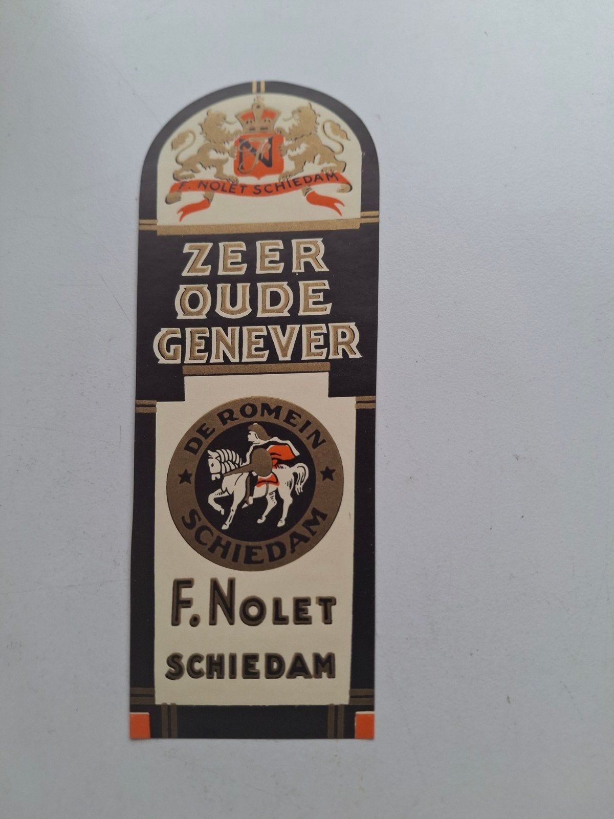 etiket Nolet Schiedam de Romein, Ophalen of Verzenden, Zo goed als nieuw, Overige typen