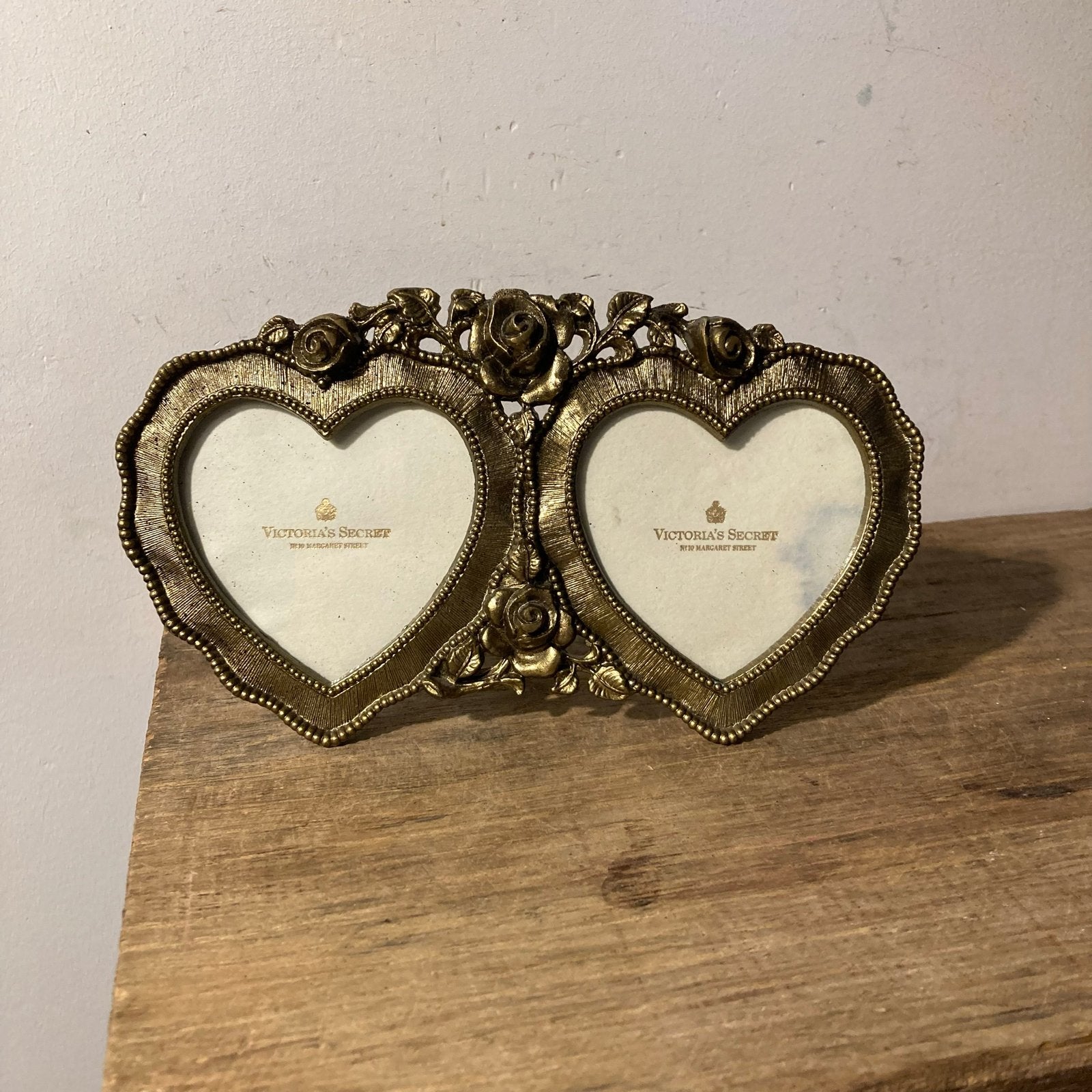 Vintage Victoria's Secret Fotolijst Dubbel Hart Goud, Ophalen of Verzenden
