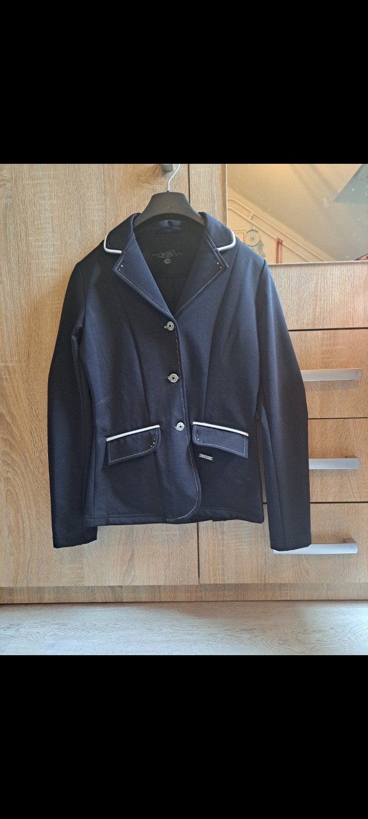 QHP Wedstrijdjasje Maat 164, Dieren en Toebehoren, Paardrijkleding, Blauw, Sierdetails, Kinderen, Dressuur