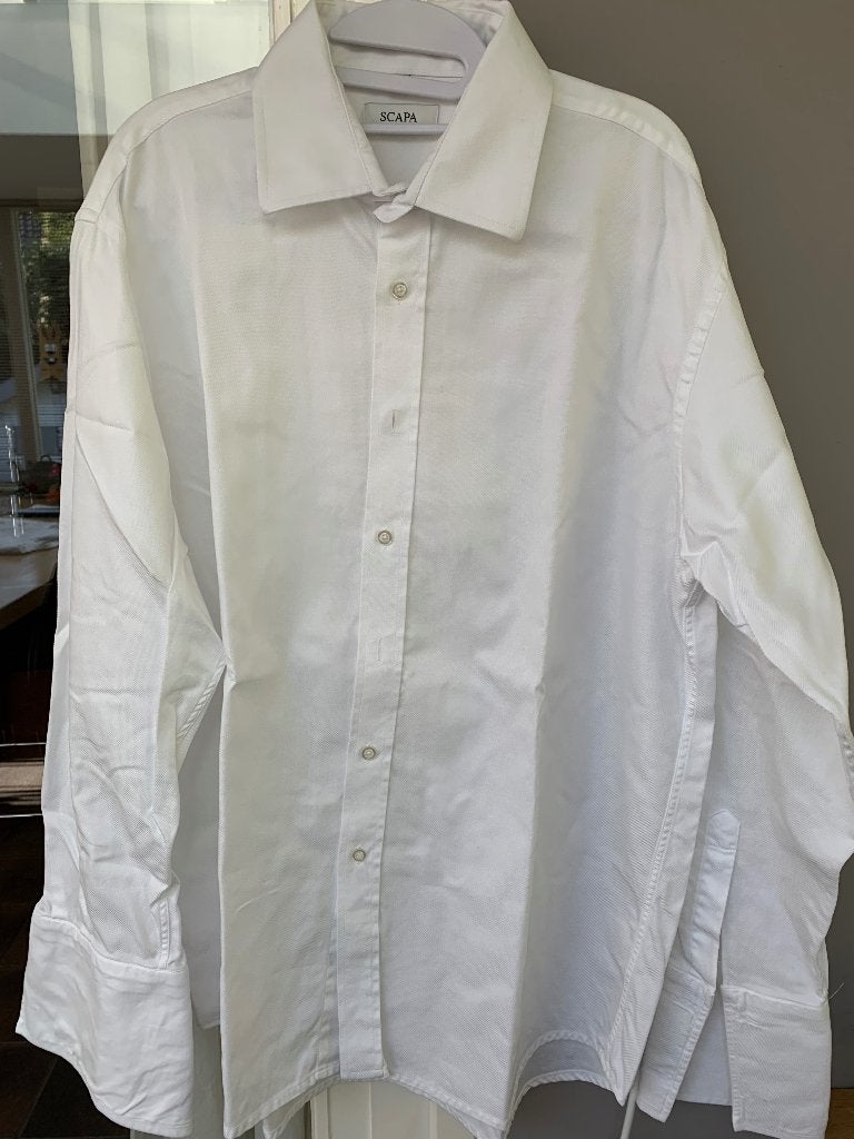 Overhemd, Kleding | Heren, Verzenden, Wit, Zo goed als nieuw, Overige halswijdtes
