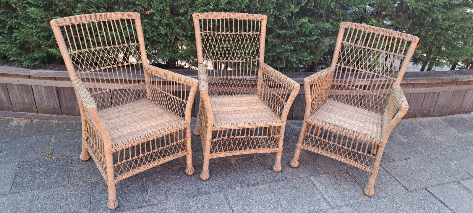 Set van 3 rotan stoelen - Vintage rieten fauteuils, Ophalen, Gebruikt, Overige kleuren, Drie