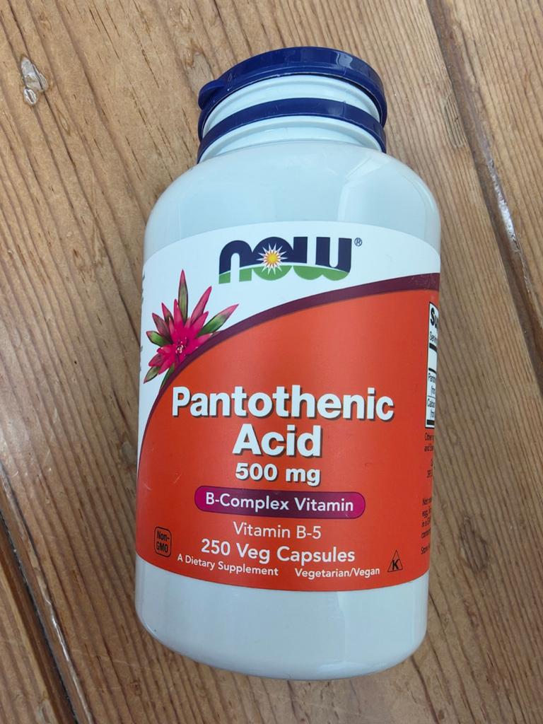 NOW Pantotheenzuur 500 mg Vitamine B-5, 250 capsules, Ophalen of Verzenden, Nieuw, Poeder of Drank