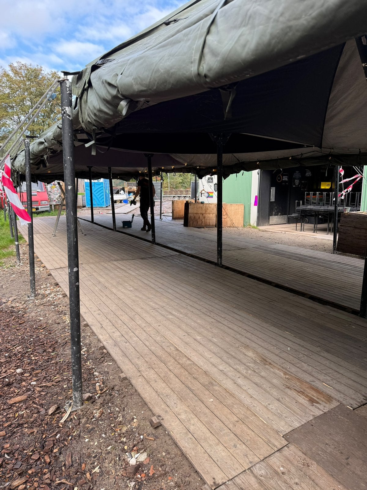 Vlondervloer / Tentvloer 4,8x0,5m – Nieuw en gebruikt, Gebruikt, Planken, Ophalen of Verzenden, Hardhout