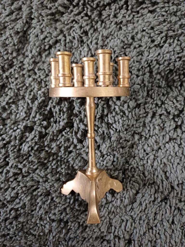 Vintage Koperen Kandelaar met Zes Armen, Ophalen of Verzenden, Minder dan 25 cm