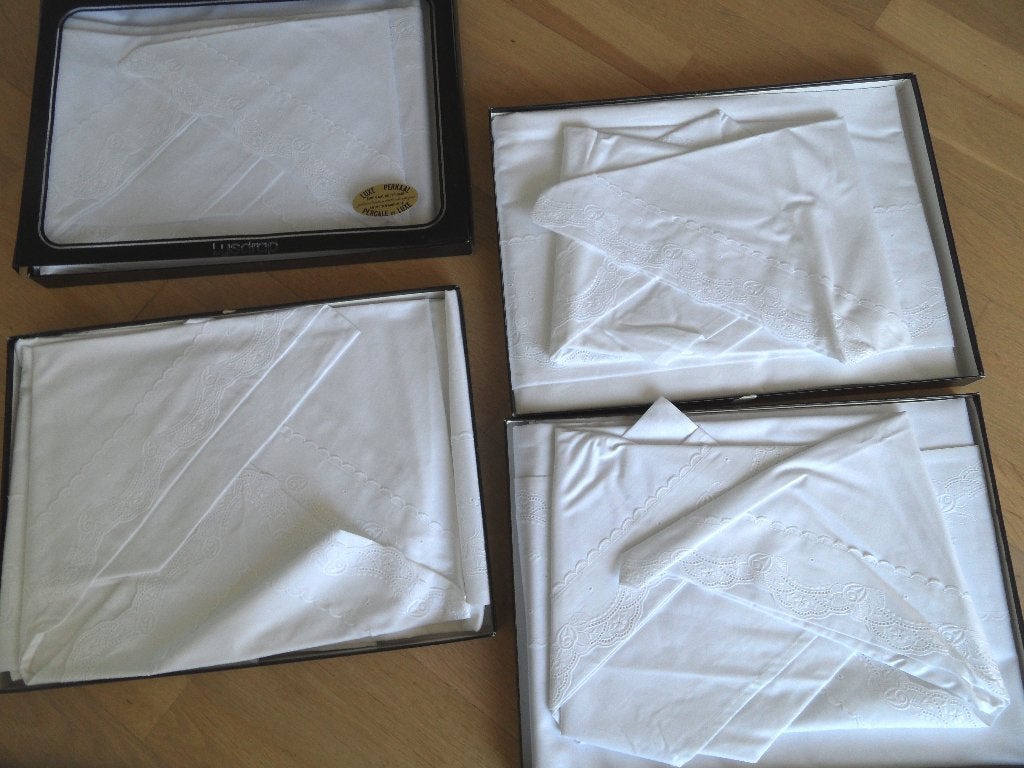 4 set Lijsdrap luxe lakens en slopen met kant zie foto's, Wit, Overige typen, Ophalen of Verzenden, Nieuw