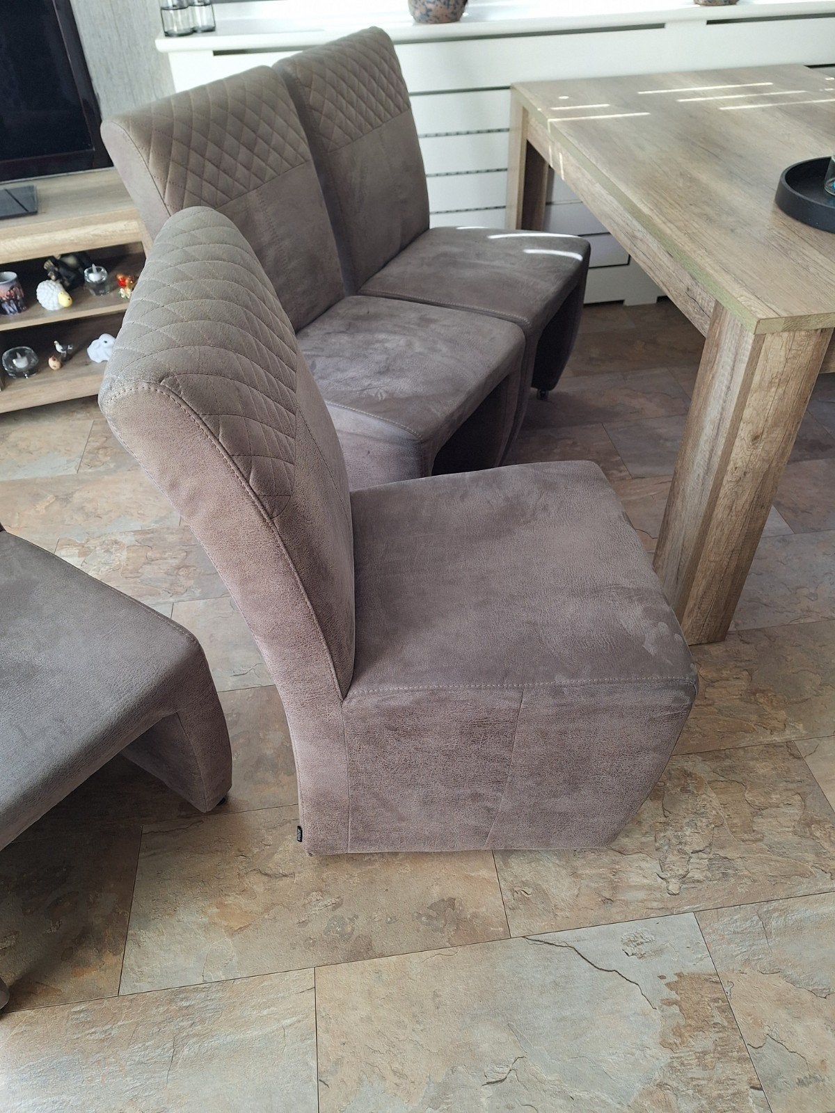 Set van 4 comfortabele eetkamerstoelen - Grijs, Huis en Inrichting, Stoelen, Gebruikt, Ophalen of Verzenden, Vier, Modern