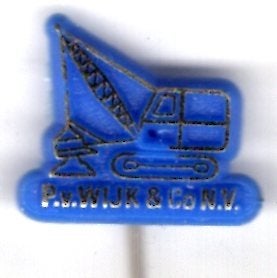 P. v. Wijk & Co n.v. blauw plastic draglines speldje( G_239), Ophalen of Verzenden, Zo goed als nieuw, Transport, Speldje of Pin