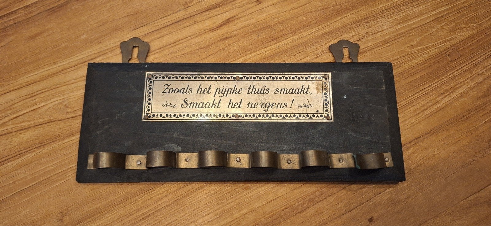 Antiek pijpenrek met spreuk, Ophalen of Verzenden