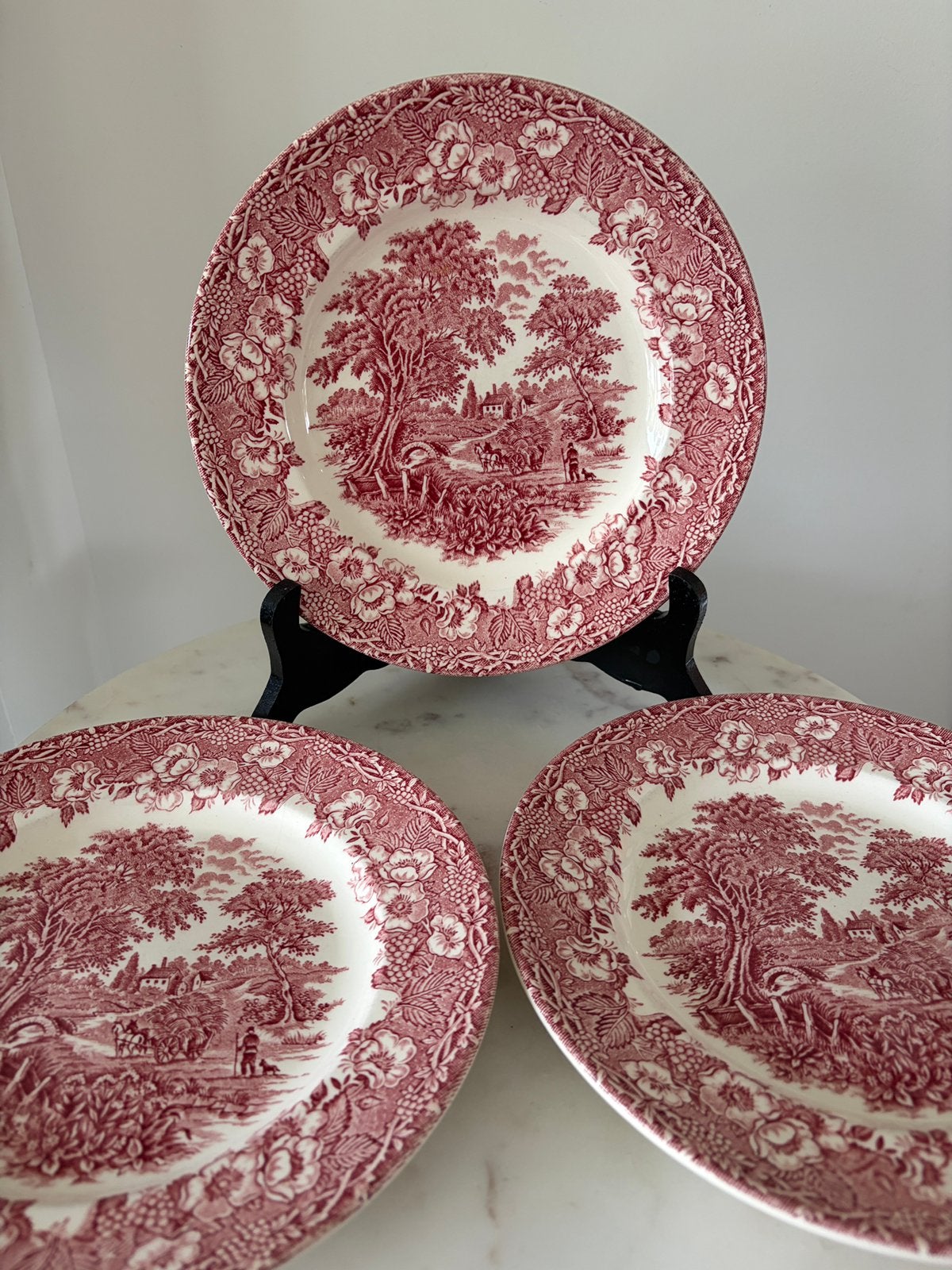3 vintage English Ironstone Tableware rode borden, Ophalen of Verzenden