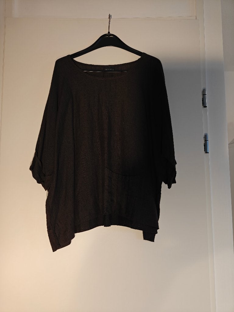 23. Open End donkerbruine / zwarte oversized tuniek top, Kleding | Dames, Ophalen of Verzenden, Zo goed als nieuw, Maat 46/48 (XL) of groter