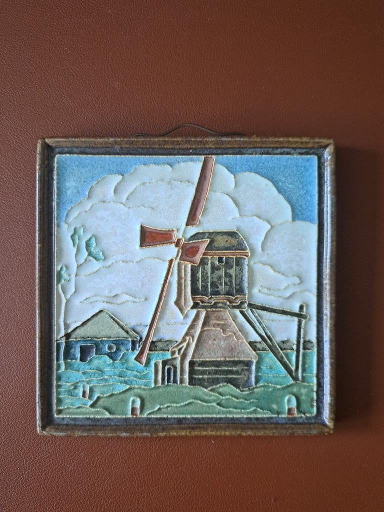Cloisonné tegel De Porceleyne Fles Delft Molen 3, Ophalen of Verzenden