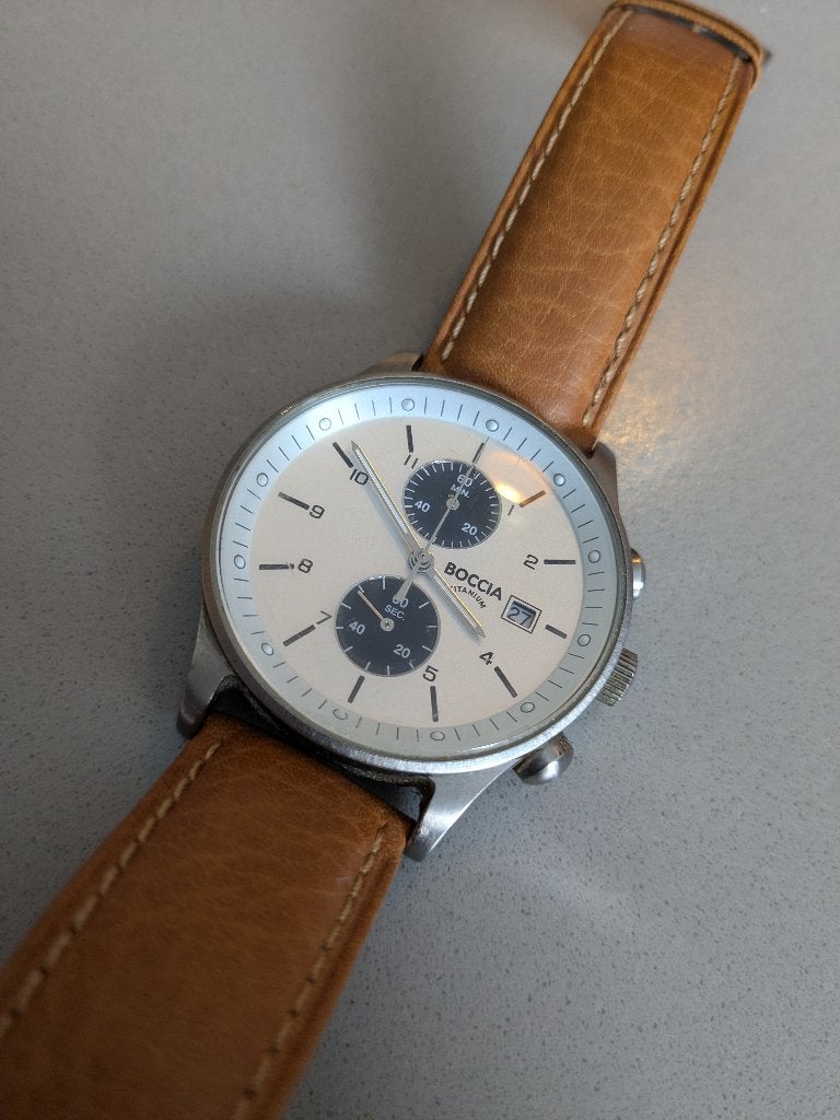 Boccia Titanium Chronograaf (3788-01) horloge, Sieraden, Tassen en Uiterlijk, Horloges | Heren, Overige merken, Zakhorloge, Gebruikt