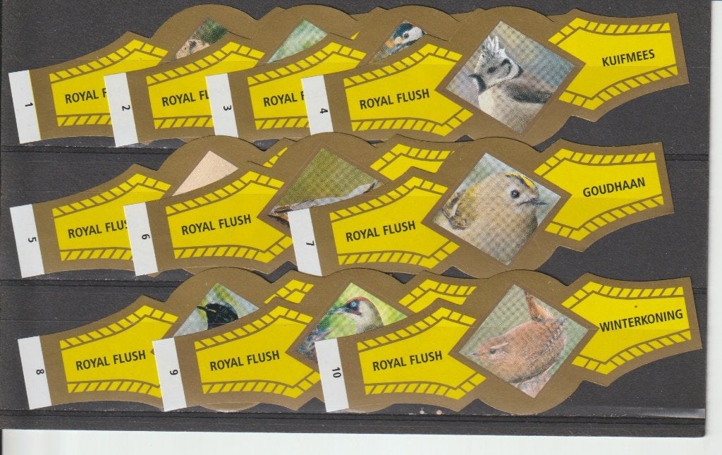 reeks   1804  vogels  1-10  sigarenbanden, Ophalen of Verzenden, Zo goed als nieuw, Sigarenbandjes