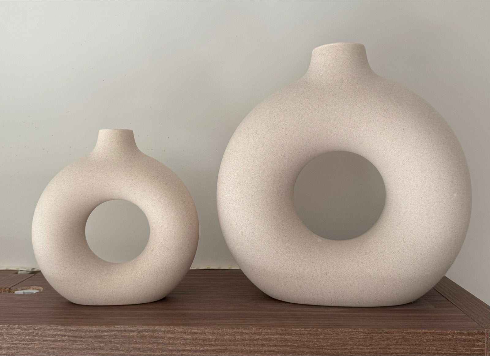 Set van 2 H&M Home vazen - beige/zandkleurig, Ophalen, Met patroon/structuur, Beige, Zo goed als nieuw