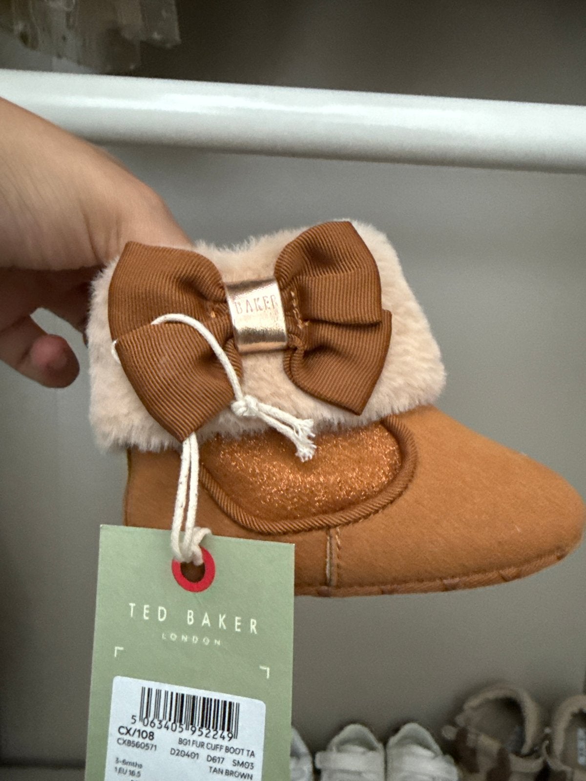 Nieuwe Ted Baker baby laarsjes met strik en bont, maat 16.5, Ophalen, Nieuw, Meisje, Laarsjes