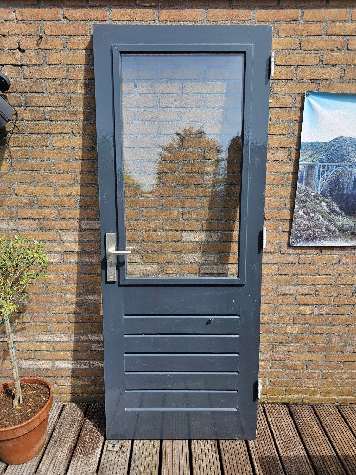 Buitendeur met dubbelglas | 83 x 211,5 cm | Extra sloten, Ophalen, Gebruikt, 80 tot 100 cm, Buitendeur