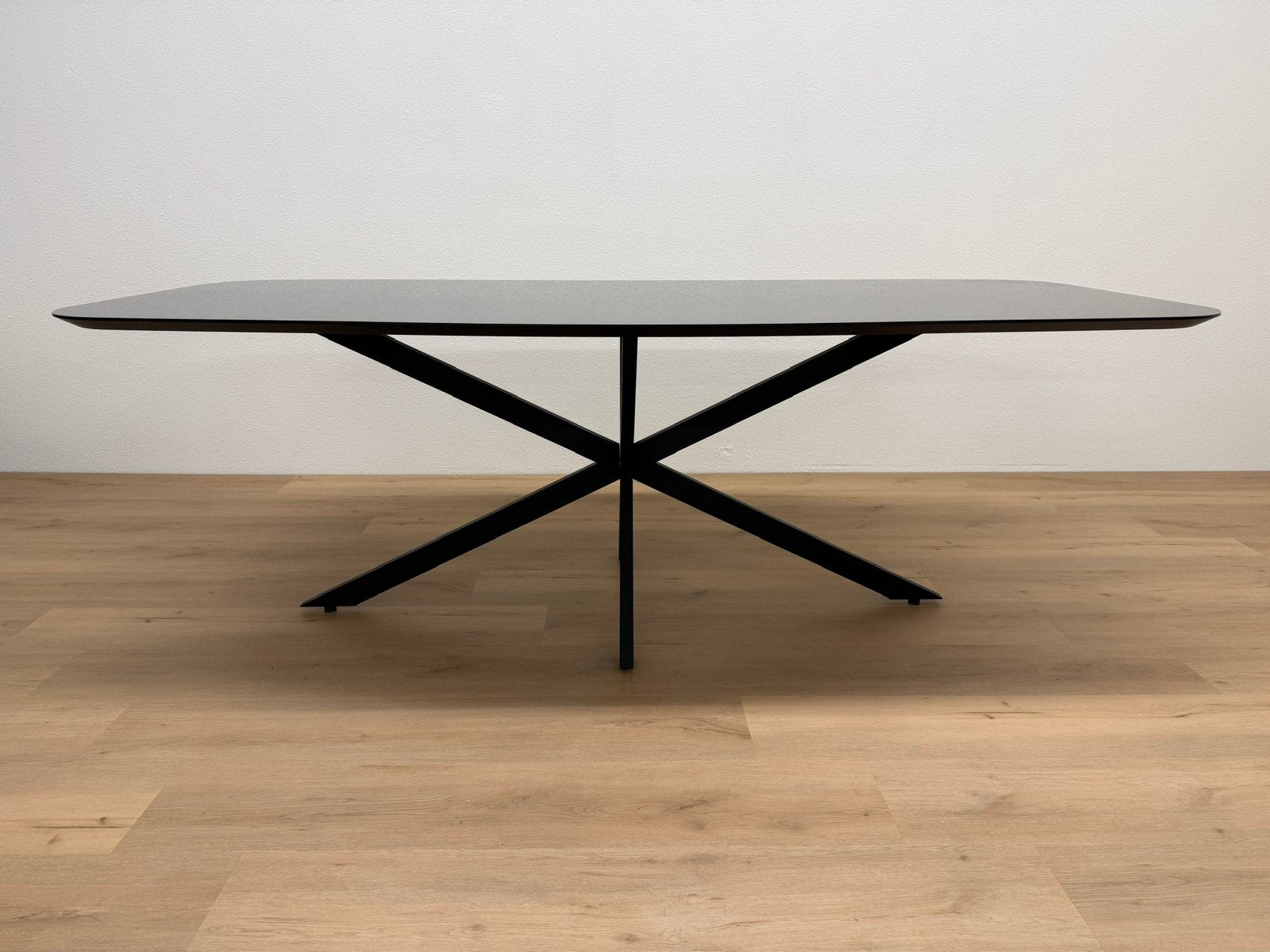 Deens ovale eettafel 220x100 - Grijs HPL - Direct Leverbaar, Huis en Inrichting, 100 tot 150 cm, 200 cm of meer, Ophalen of Verzenden
