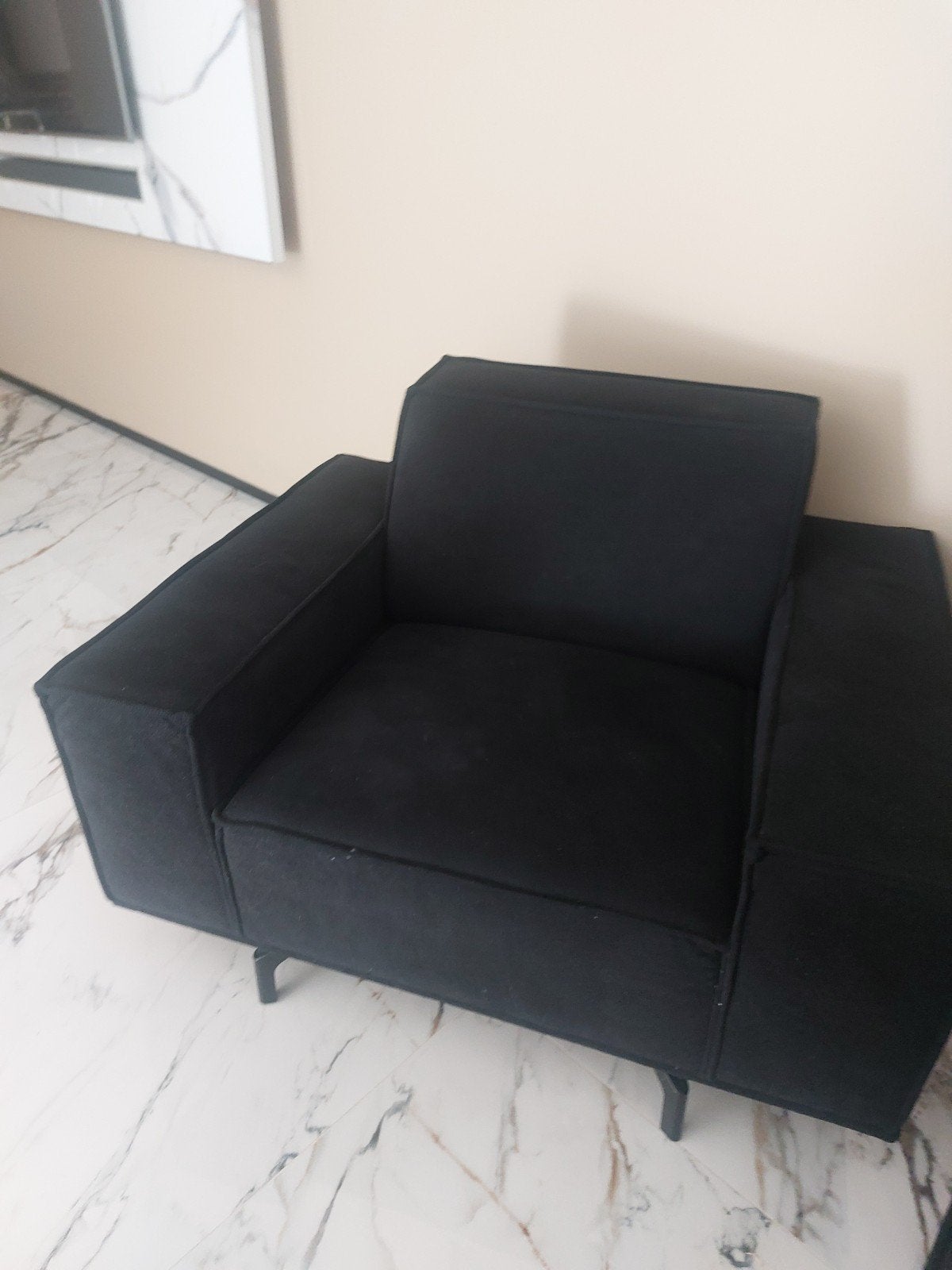 fauteuil zwart stof, Ophalen, 90 cm, Eenpersoons, Zwart