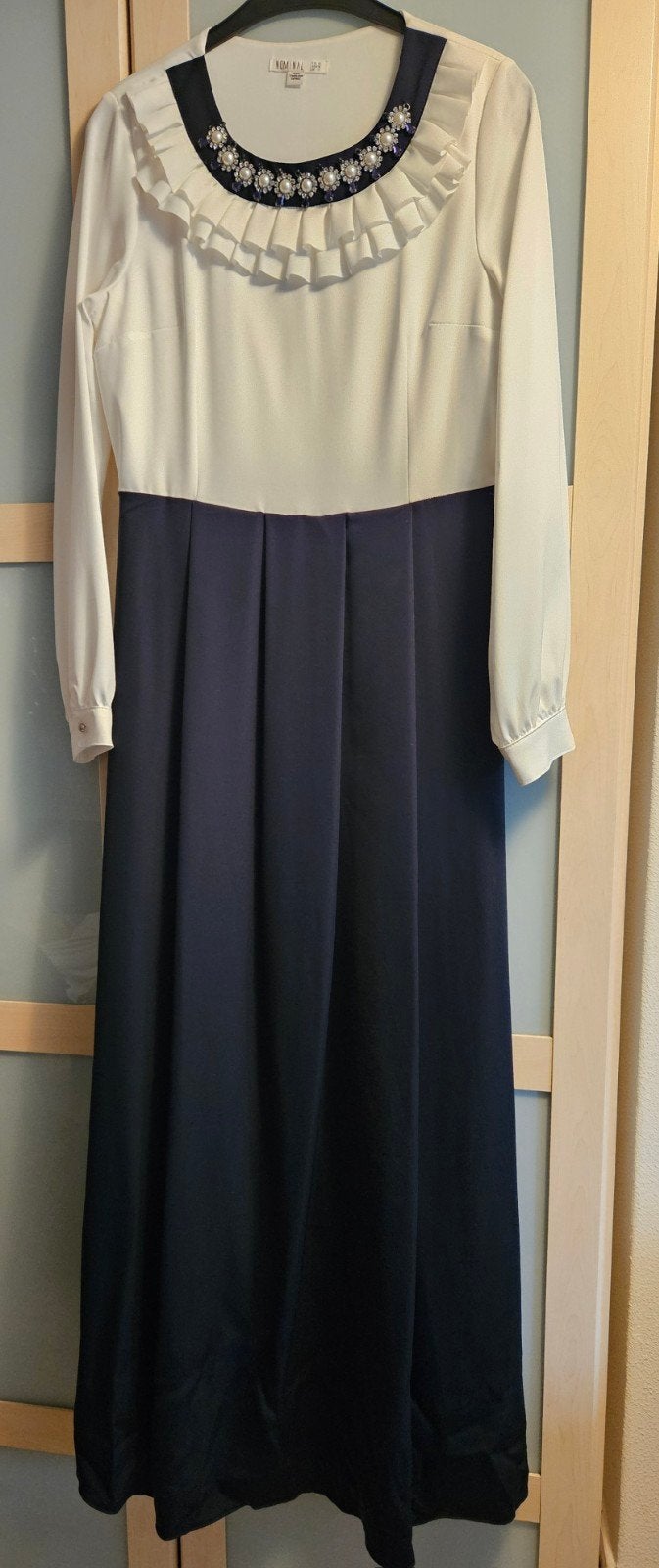 Damesjurk lang blauw/wit mt M38/40 Nieuw, Maat 38/40 (M), Blauw, Nieuw, Ophalen of Verzenden