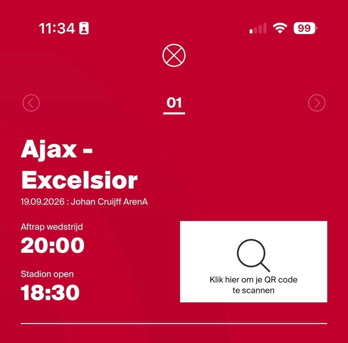 Ajax - Excelsior 1 ticket, Tickets en Kaartjes