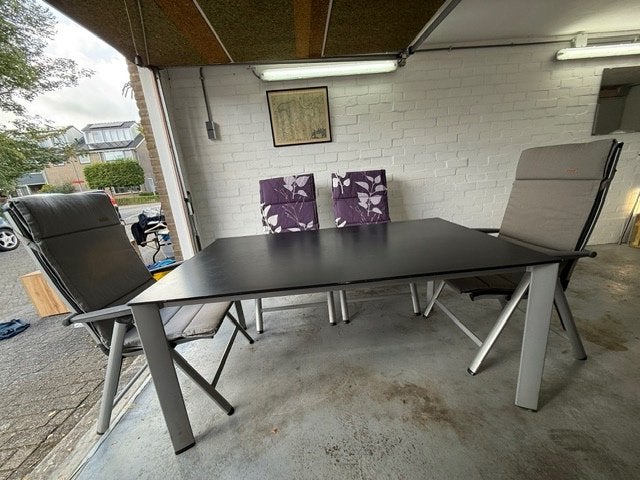 Nazomer aanbieding: Kettler tuintafel + stoelen + hockers, Ophalen, Gebruikt, Tuinset, Eettafel