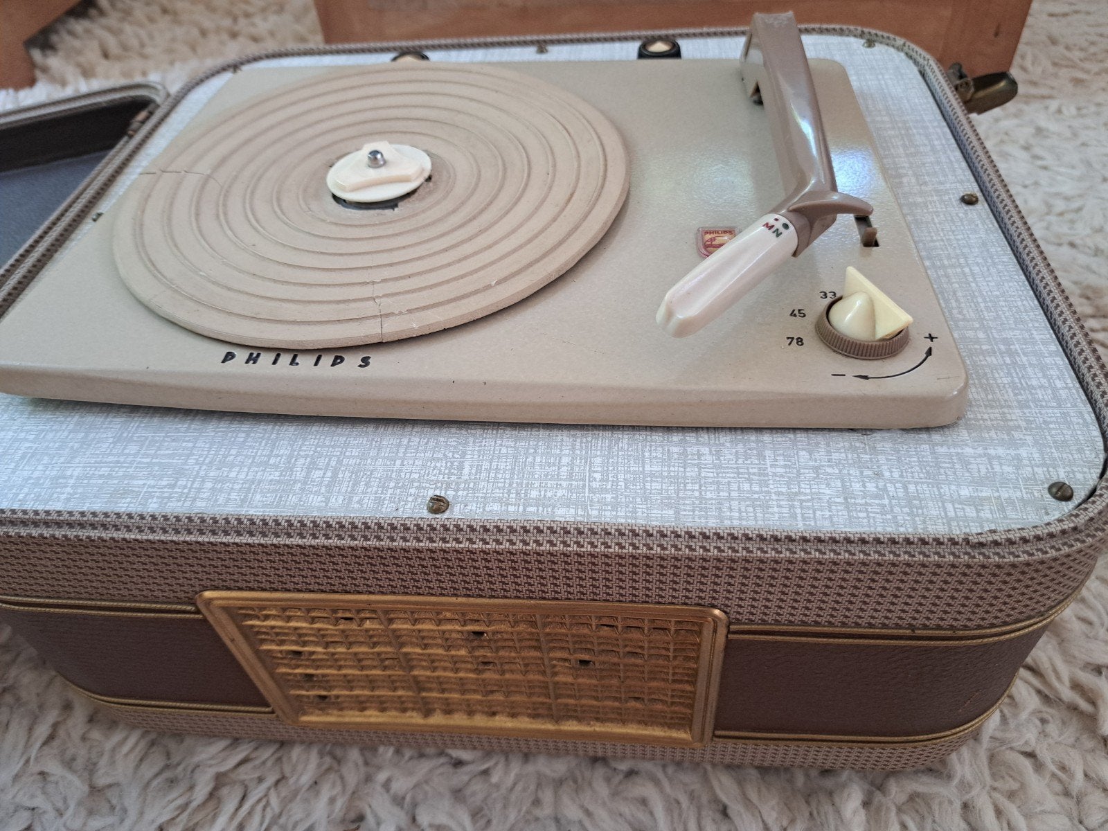 Vintage Philips Platenspeler in Koffer - Draagbaar, Audio, Tv en Foto, Platenspelers, Ophalen, Gebruikt, Platenspeler, Philips