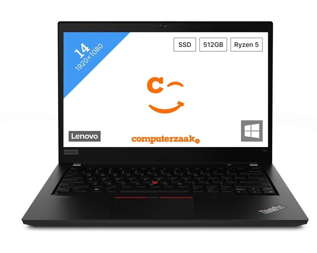 Lenovo ThinkPad T14 Gen 1/AMD Ryzen 5 1.6GHz/8GB/256GB, 256 GB, 2 tot 3 Ghz, Qwerty, Refurbished