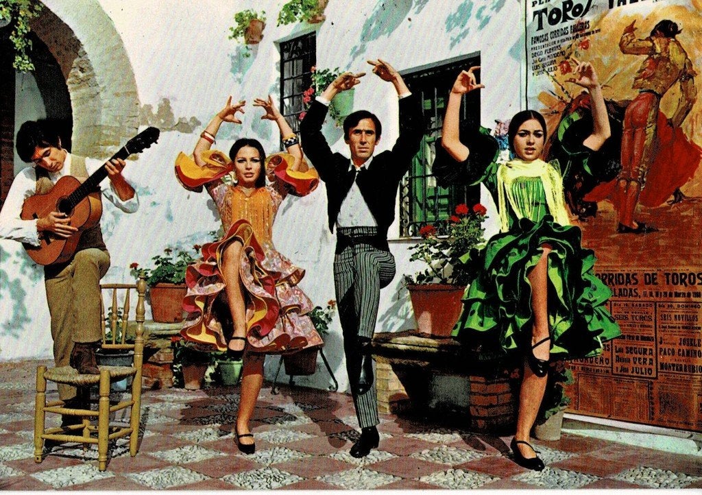 Spanje, danseressen, dansen, Ophalen of Verzenden, 1960 tot 1980, Gelopen, Spanje