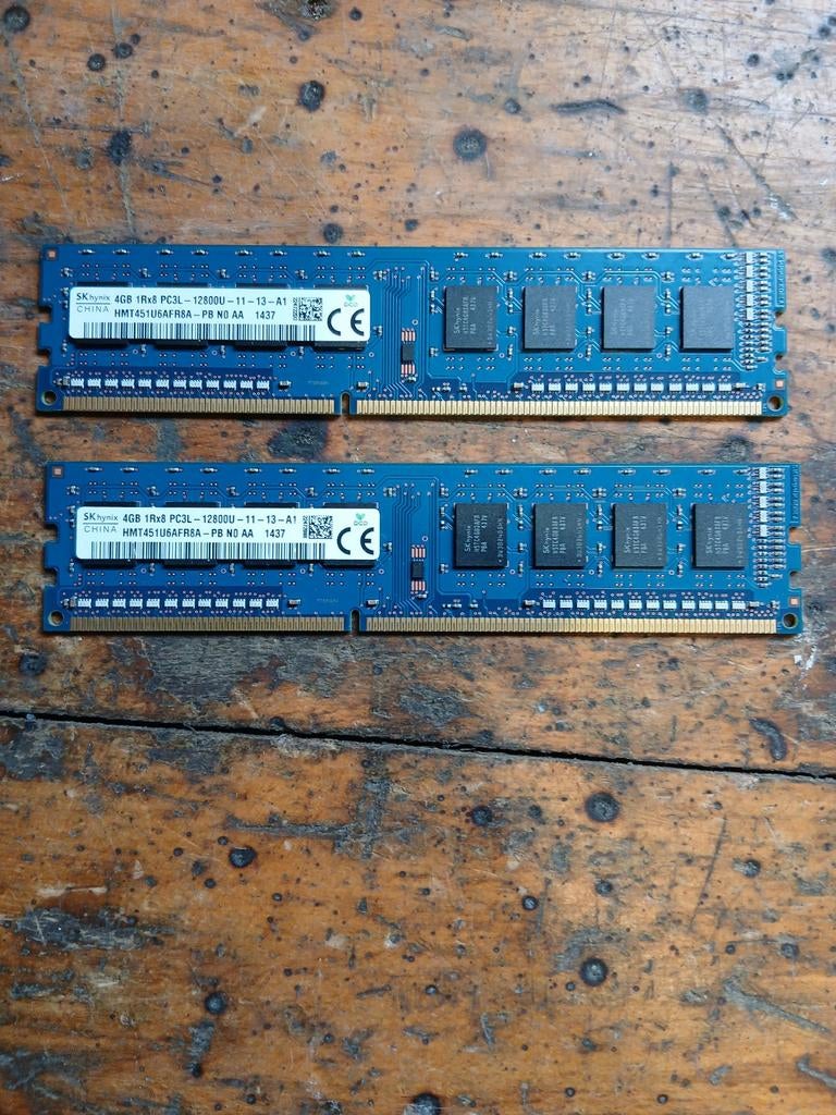 SK Hynix 4GB (2x4GB) DDR3 RAM PC3L-12800U Geheugen, Gebruikt, Server, Info@skhynix.com, 8 GB