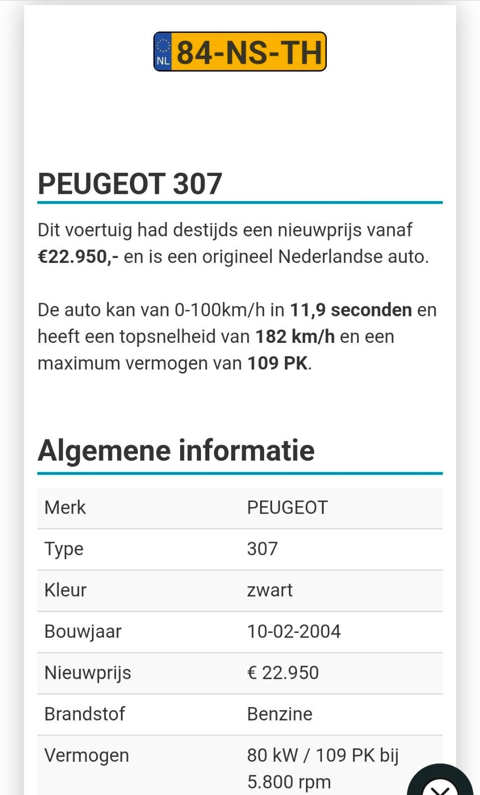 Peugeot 307 1.6 16V SW 2004 Zwart, 4 cilinders, Zwart, Origineel Nederlands, Stationwagon