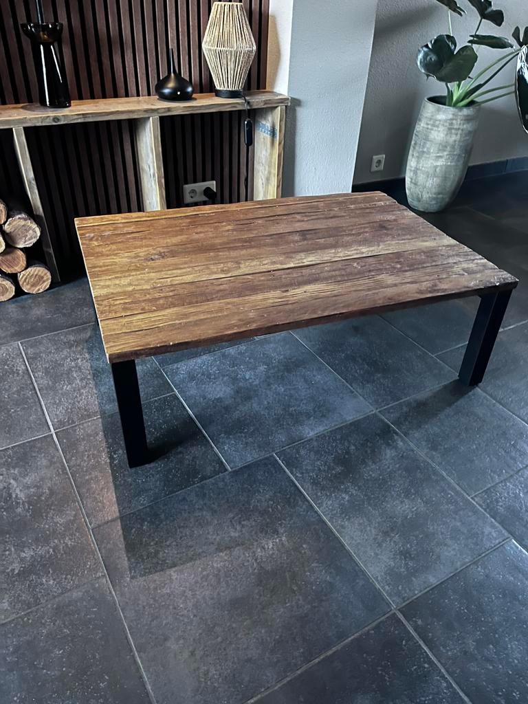 Mooie massief houten salontafel van loots 5, Ophalen, 100 tot 150 cm, 50 tot 100 cm, Zo goed als nieuw