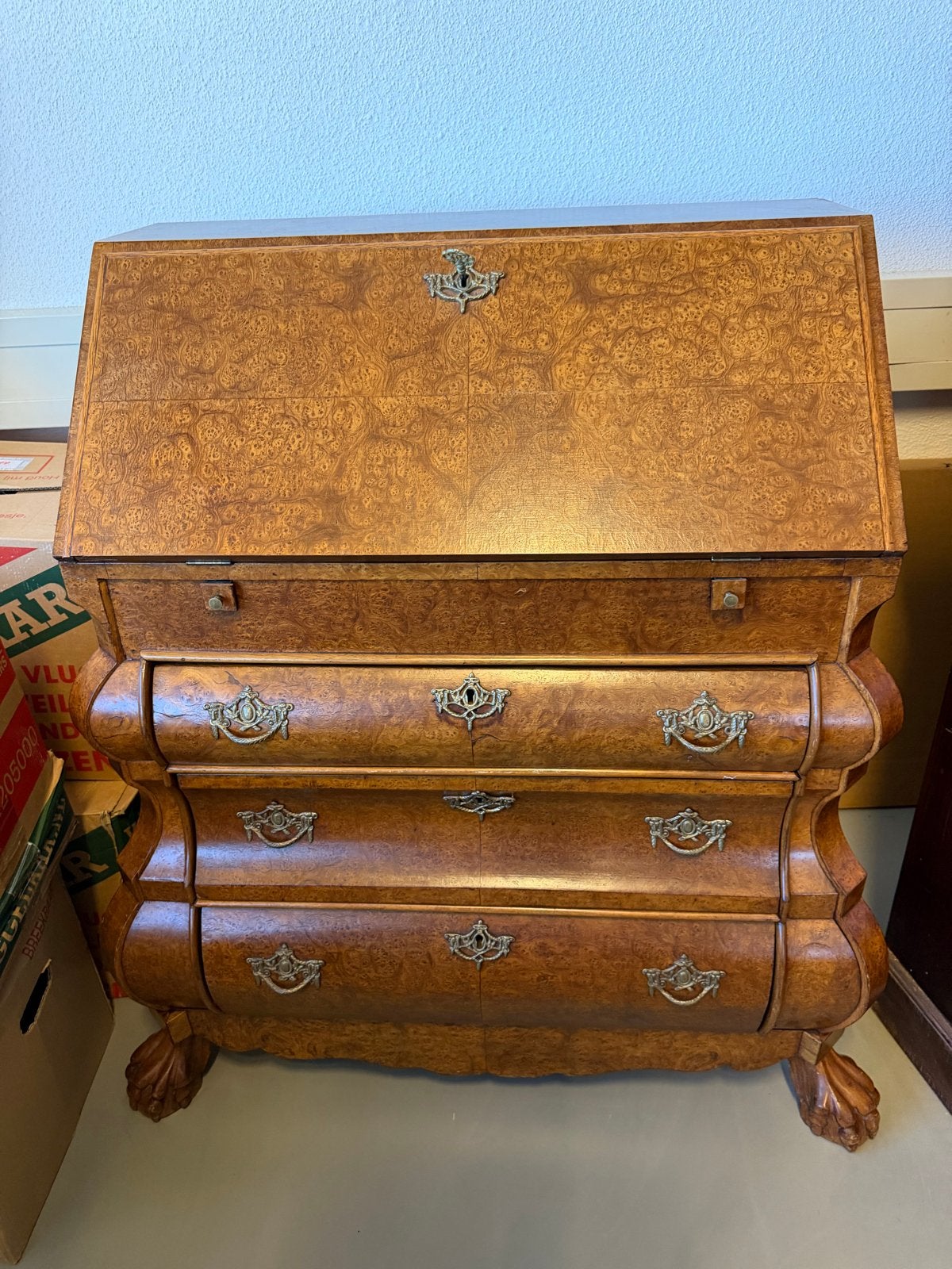 Wortelnoten Secretaire / Klepbureau - Klassieke Stijl, Antiek en Kunst, Ophalen