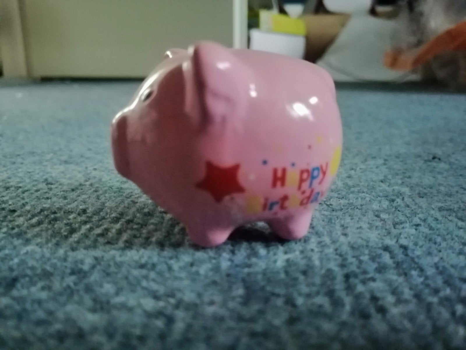 Mini spaarpotje varken happy birthday, Ophalen of Verzenden, Steen, Aardewerk of Keramiek, Dier