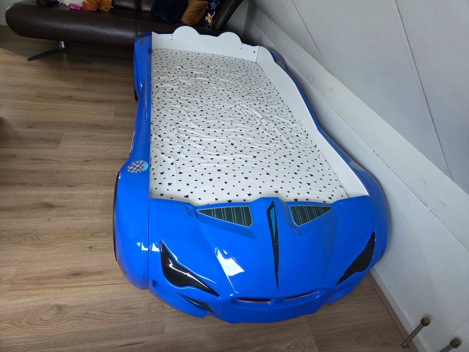 Autorace bed, met licht en geluid, 85 tot 100 cm, Ophalen of Verzenden, Zo goed als nieuw, Lattenbodem