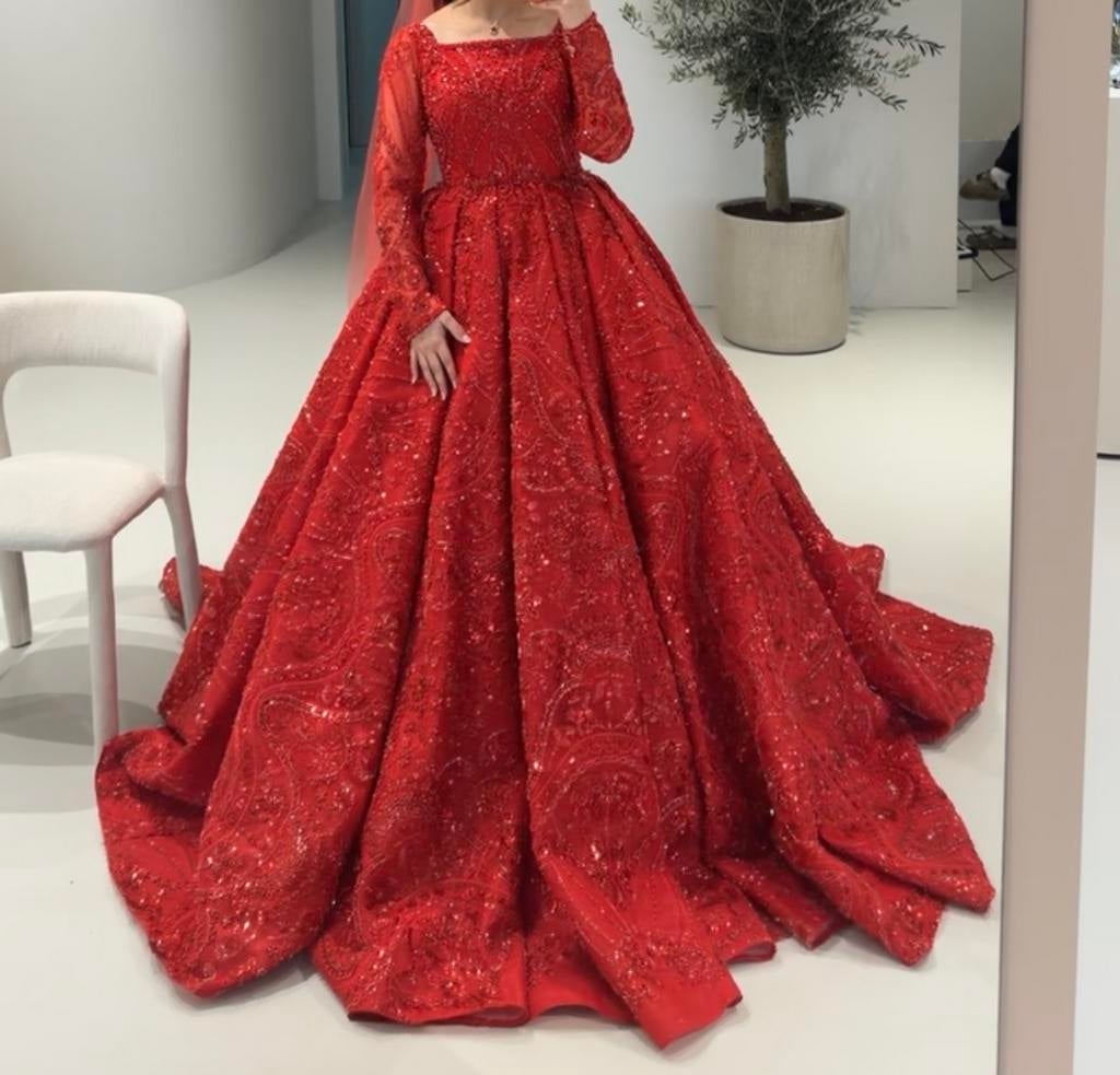 Verlovingsjurk | hennajurk | trouwjurk | feestjurk | 38/42, Verzenden, Zo goed als nieuw, Rood, Trouwjurk