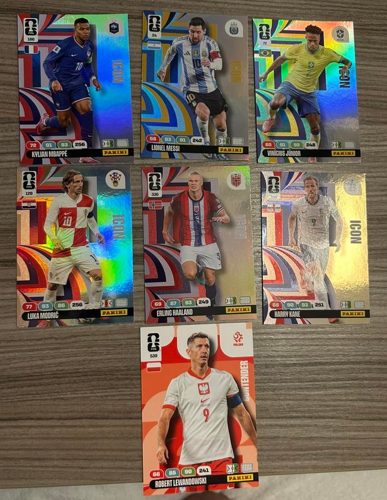 Panini Fifa Messi Mbappe Haaland  Vini Jr Modric Harry Kane, Ophalen of Verzenden, Zo goed als nieuw, Buitenlandse clubs, Poster, Plaatje of Sticker