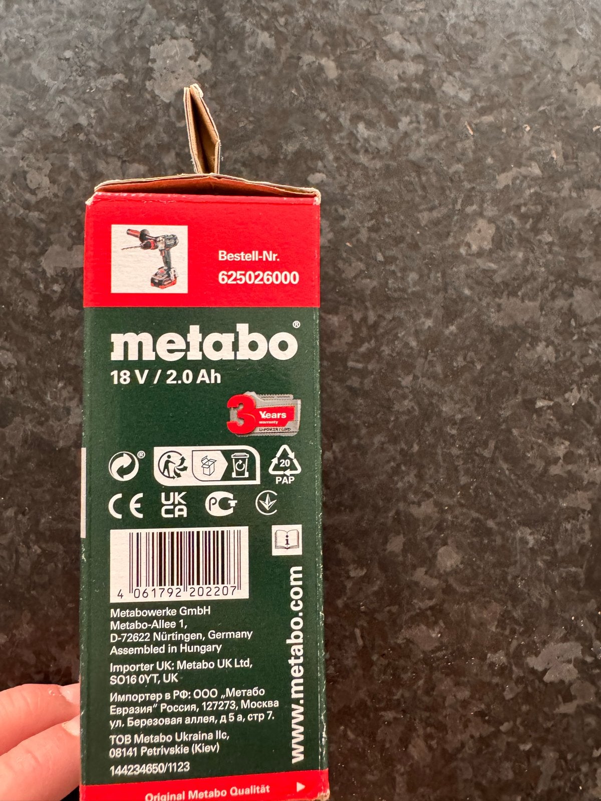 Metabo Accu 18V 2.0 Ah - Nieuw in doos, Doe-het-zelf en Verbouw, Gereedschap | Boormachines, Ophalen, Nieuw, Boor- en Schroefmachine