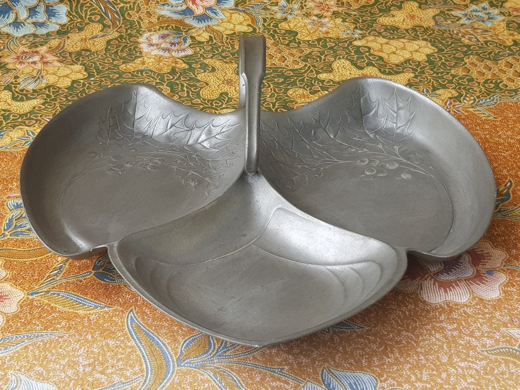 Mooie Art Nouveau schaal uit Duitsland van Orivit 29 cm., Antiek en Kunst, Antiek | Tin, Ophalen of Verzenden