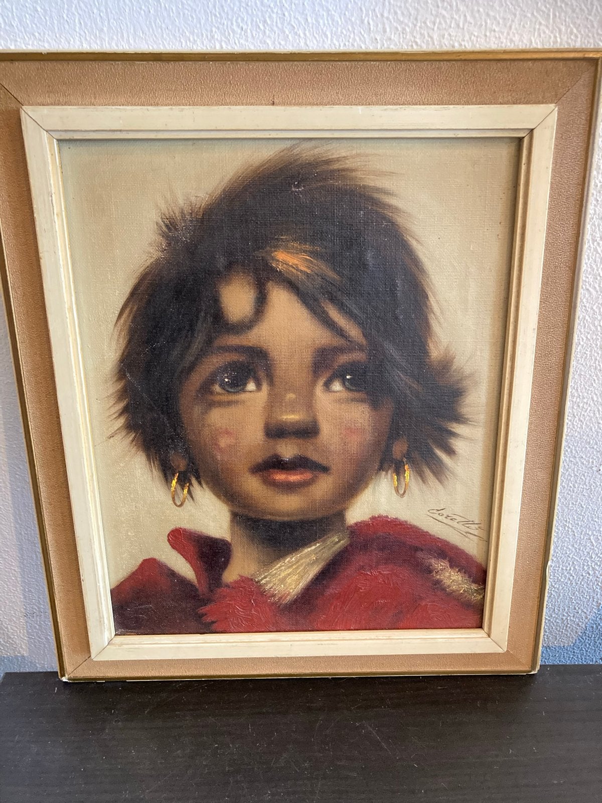 Schilderij 'Meisje met Oorbellen' door Corelli ., Antiek en Kunst, Kunst | Schilderijen | Klassiek, Ophalen of Verzenden