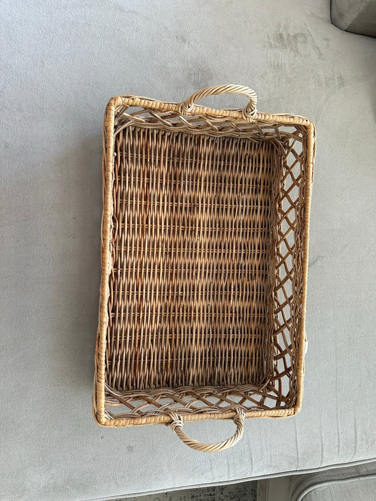 Rotan Dienblad met Handvatten - Vintage Stijl, Gevlochten, Ophalen of Verzenden, Zo goed als nieuw, Riet