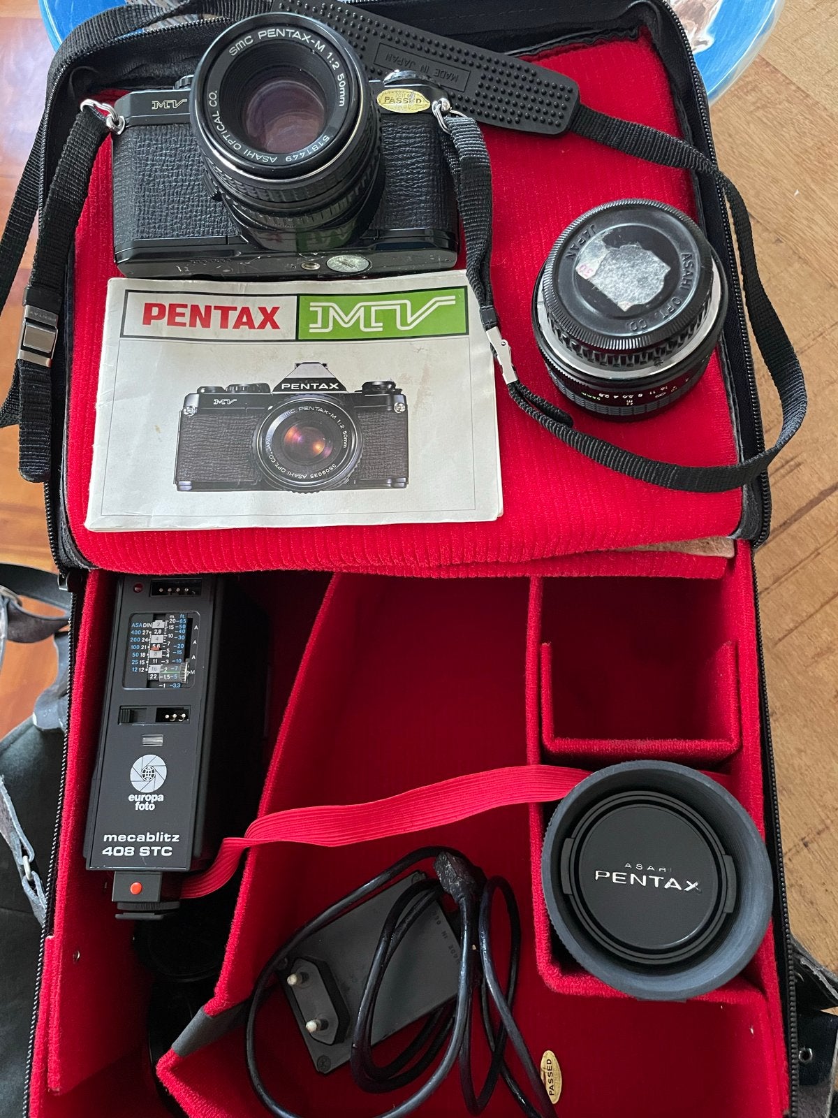 Pentax MV Analoge Camera met 3 lenzen en flitser in koffer, Ophalen, Gebruikt, Spiegelreflex, Pentax
