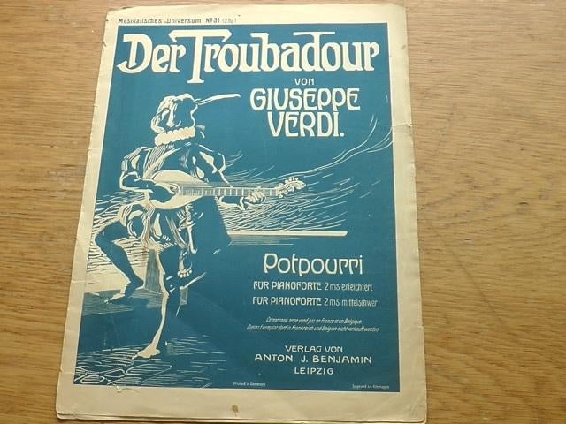 Verdi - der troubadour -potpourri voor piano, Muziek en Instrumenten, Gebruikt, Klassiek, Ophalen of Verzenden, Artiest of Componist