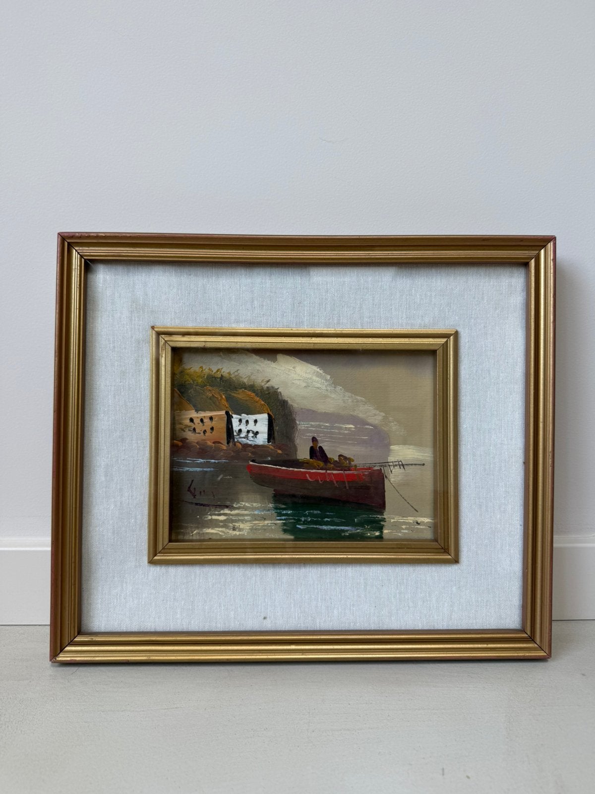 Vintage antiek schilderij, Ophalen, Overige stijlen, Overige onderwerpen, Achter glas