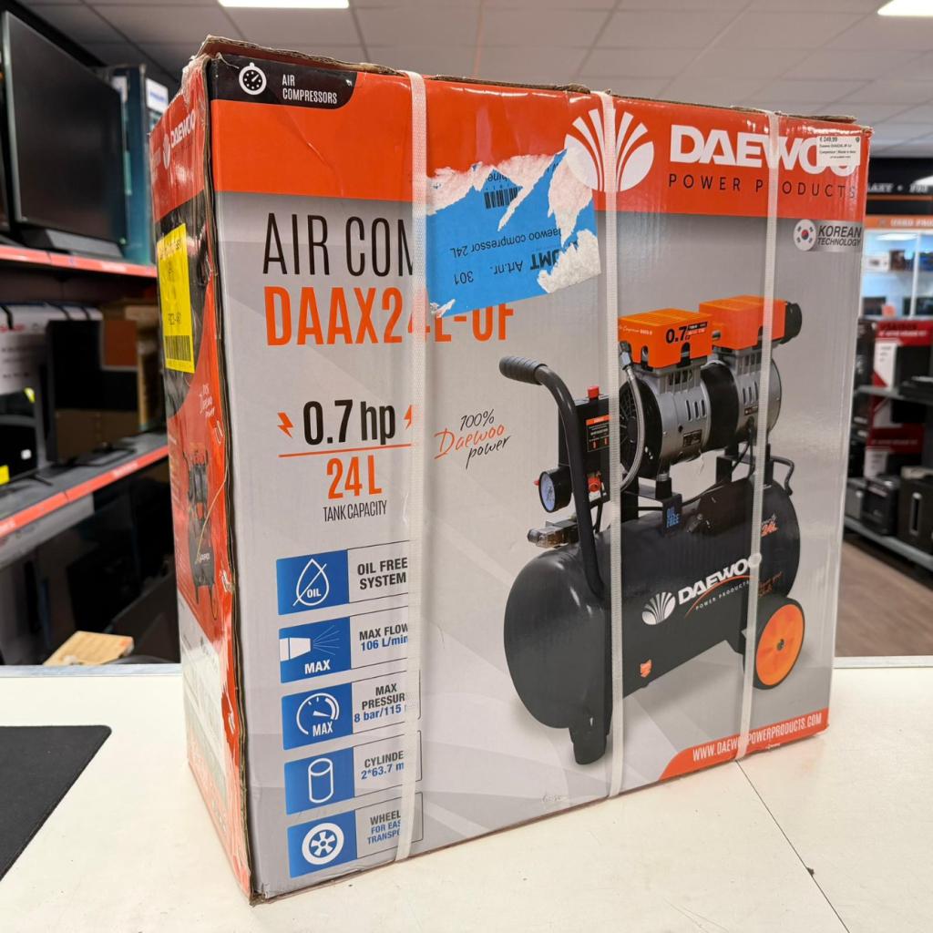 Daewoo DAAX24L-0F Air Compressor | Nieuw in doos, Doe-het-zelf en Verbouw, Compressors, Flex Ltd., Zo goed als nieuw, https://flex.com/contact-us